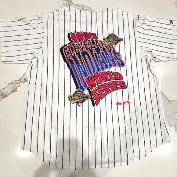 Vintage 1995 World Series Cleveland Indians Jersey by Majestic Mens XL - Picture 3 of 6